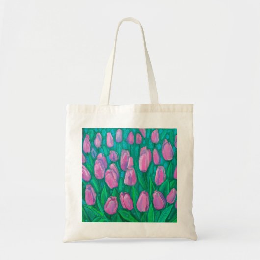 Roze Tulps Field, Floral verven van lentevloeren Tote Bag (Voorkant)