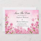 Roze Tulps Flowers Floral Wedding Save The Date (Voorkant)