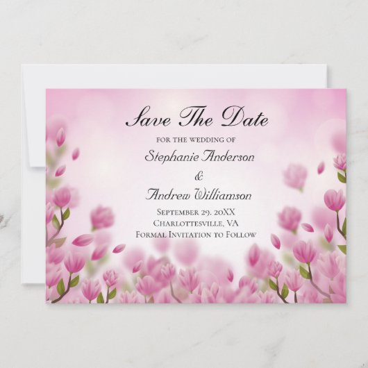 Roze Tulps Flowers Floral Wedding Save The Date (Voorkant)