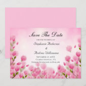 Roze Tulps Flowers Floral Wedding Save The Date (Voorkant / Achterkant)