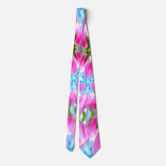 Roze Tulps Patroon Stropdas (Achterkant)