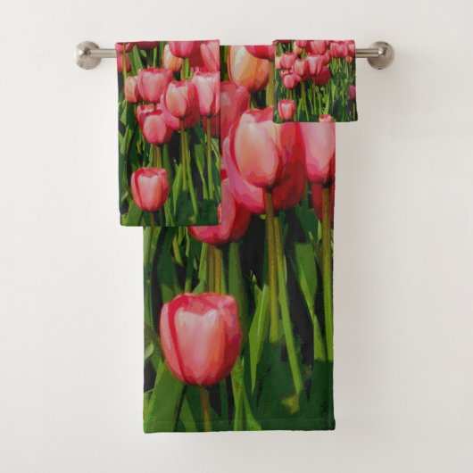 Roze Tulps Spring Design Home Decor Bad Handdoek (Insitu)