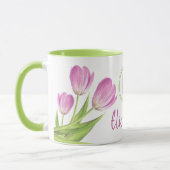 roze Tulps Spring Elegant Floral Monogram Mok (Links)