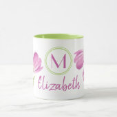 roze Tulps Spring Elegant Floral Monogram Mok (Midden)