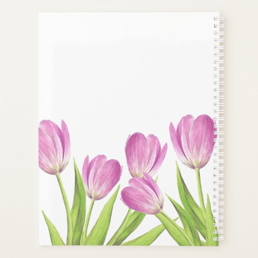 roze Tulps Spring Elegant Floral Monogram Planner (Achterkant)