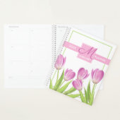 roze Tulps Spring Elegant Floral Monogram Planner (Display)