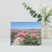 Roze Tulps Veldlandschap DIY Briefkaart (Staand voorkant)
