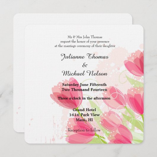 Roze tulps Weddenschap Kaart (Voorkant / Achterkant)