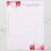 Roze Tulps White Damaslagachtergrond Briefhoofd (Voorkant)
