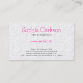 Roze Tulps White Damaslagachtergrond Visitekaartje (Achterkant)