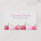 Roze Tulps White Damaslagachtergrond Visitekaartje (Voorkant)