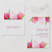 Roze Tulps White Damaslagachtergrond Visitekaartje (Voorkant / Achterkant)