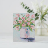 Roze Tulpschilders, Tulpkunst, getextureerde bloem Briefkaart (Staand voorkant)