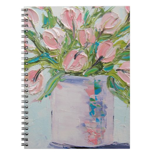 Roze Tulpschilders, Tulpkunst, getextureerde bloem Notitieboek (Voorkant)