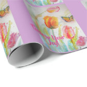 Roze tulpschoorsteenvullers - Waterverf- en verpak Cadeaupapier (Rol Hoek)