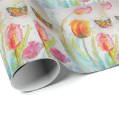 Roze tulpschoorsteenvullers - Waterverf- en verpak Cadeaupapier (Rol Hoek)