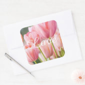 Roze Tulpstickers en envelopsluitingen Vierkante Sticker (Envelop)