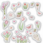 Roze Tulpstickers Sticker (Voorkant)