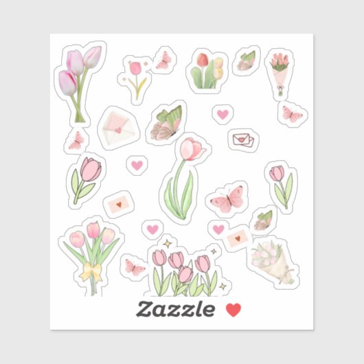 Roze Tulpstickers Sticker (Vel)