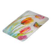 Roze tulptulpen Floral Flowers Waterverf Magnet Magneet (Linkerzijde)