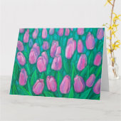 Roze Tulpveld, Lente Bloemen Schilderij Kaart (Gele Bloem)
