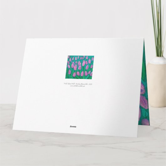 Roze Tulpveld, Lente Bloemen Schilderij Kaart (Achterkant)