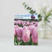 Roze tulpveld met luchtballon, Oregon Post Briefkaart (Staand voorkant)