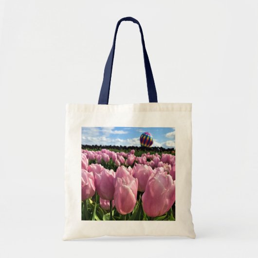 Roze Tulpveld met luchtballon, Oregon Tote Bag (Voorkant)