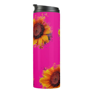 Roze Tumbler met Zonnebloem Ontwerp Thermosbeker