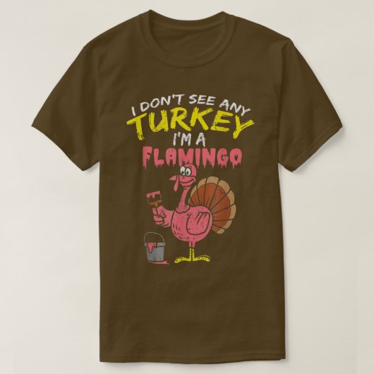 Roze Turkey Flamingo Funny Thanksgiving Animal Lov T-shirt (Design voorkant)