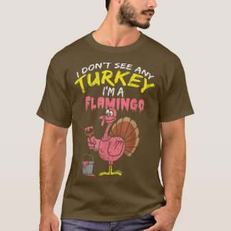 Roze Turkey Flamingo Funny Thanksgiving Animal Lov T-shirt