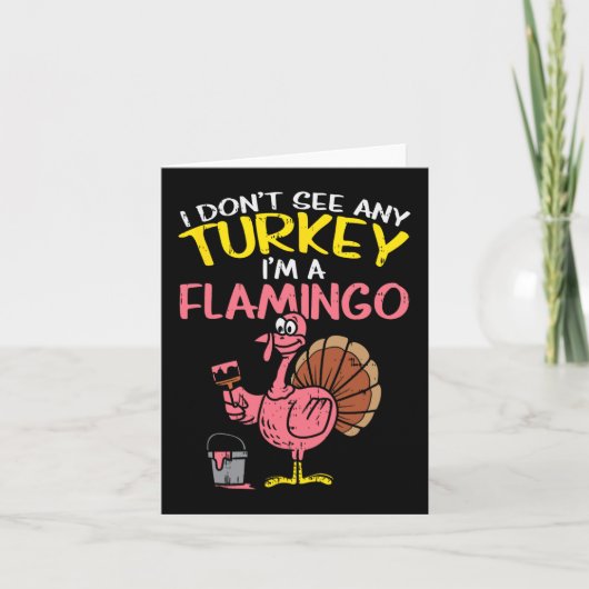 Roze Turkije Flamingo Fun Thanksgiving Dierenvrien Kaart (Voorkant)