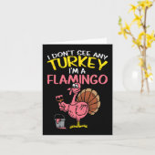 Roze Turkije Flamingo Fun Thanksgiving Dierenvrien Kaart (Gele Bloem)