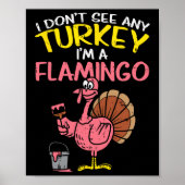 Roze Turkije Flamingo Fun Thanksgiving Dierenvrien Poster (Voorkant)