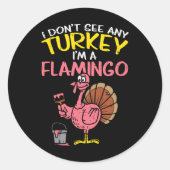 Roze Turkije Flamingo Fun Thanksgiving Dierenvrien Ronde Sticker (Voorkant)