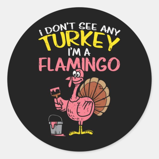 Roze Turkije Flamingo Fun Thanksgiving Dierenvrien Ronde Sticker (Voorkant)