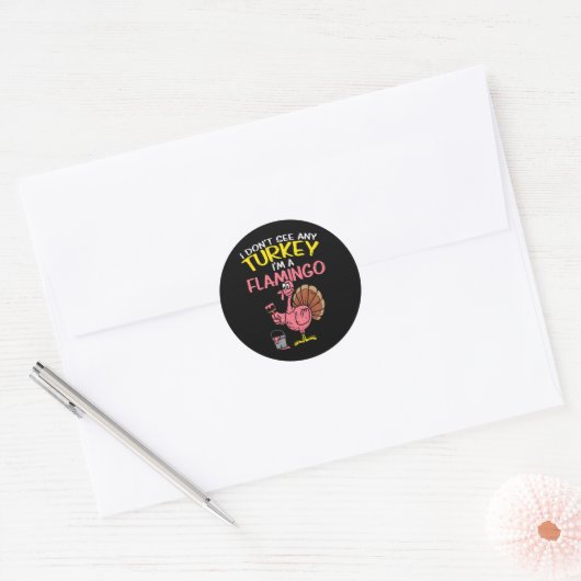 Roze Turkije Flamingo Fun Thanksgiving Dierenvrien Ronde Sticker (Envelop)