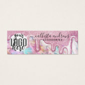 Roze Turkoois Parel Opal Glitter Drips Oorbellen L Mini Visitekaartjes (Voorkant)