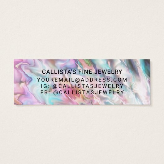 Roze Turkoois Parel Opal Glitter Drips Oorbellen L Mini Visitekaartjes (Achterkant)