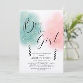 Roze & Turkoois Suikerspin Geslacht bekendmaking Kaart (Staand voorkant)