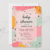 Roze Turquoise Abstract Baby shower Uitnodiging (Voorkant)