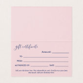 Roze Turquoise Abstract - Cadeaubon Kaart (Binnenkant ongevouwen)