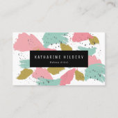 Roze Turquoise Abstract schilderij Visitekaartje (Voorkant)