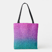 Roze Turquoise Aqua Blauw & Paarse Glitter Tote Bag (Achterkant)