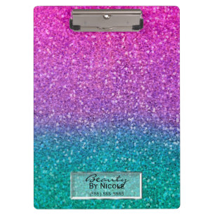 Roze Turquoise Aqua Blauwe & Paarse Glitter Klembord