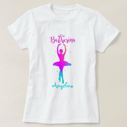Roze Turquoise Ballerina T-Shirt (Design voorkant)