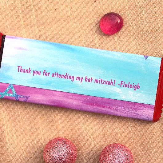Roze Turquoise Bat Mitzvah Snoep Bar Wrapper Flyer