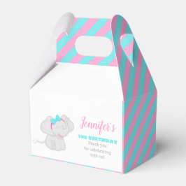 Roze Turquoise Birthday Favor Box met olifant Bedankdoosjes