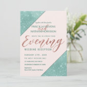 Roze Turquoise Blauwe Nep Glitter Pailletten Avond Kaart (Staand voorkant)