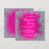 Roze Turquoise Blauwe Sneeuwvlok Kerstfeest Party Kaart (Voorkant / Achterkant)